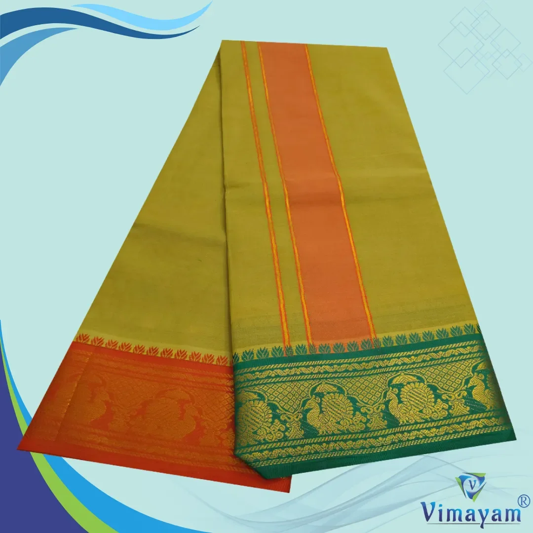 Khakki Color Premium Cotton 5 Inch Designed Border Dhoti 2