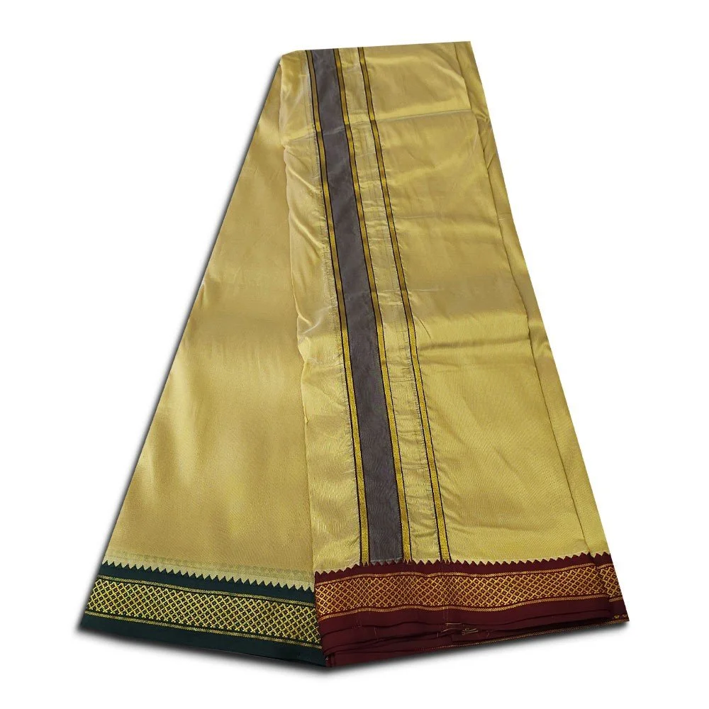 Khakki Colour art Silk MayilKan Colour Dhoti 3
