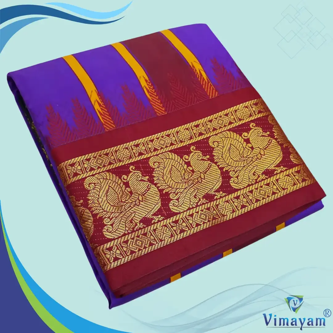 Lavender Color Karishma Soft Silk 7 Inch Border Fine Quality Dhoti