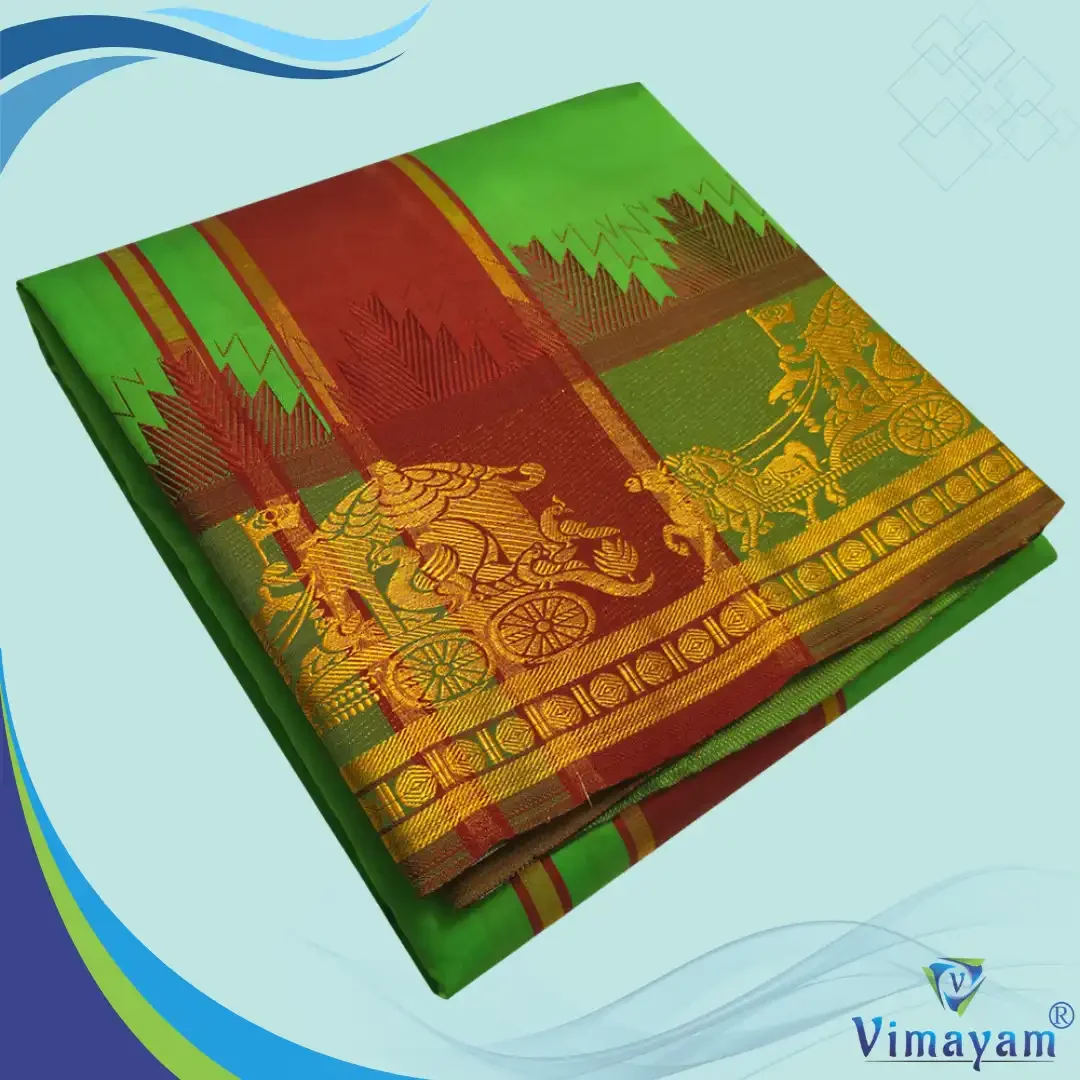 Leaf Green Soft Silk Premium Quality Dhoti Towel 9X5