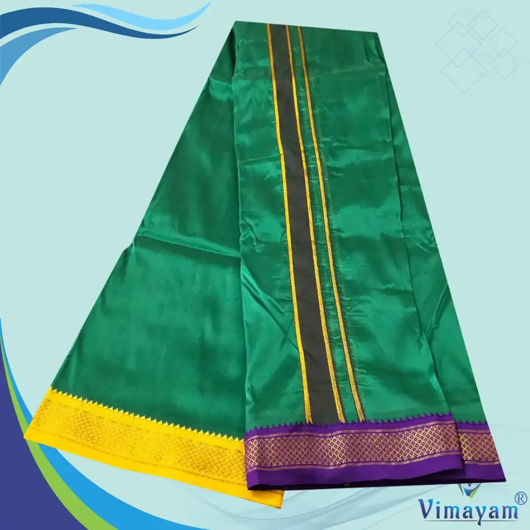 Light Green Colour art Silk MayilKan Colour Dhoti 2