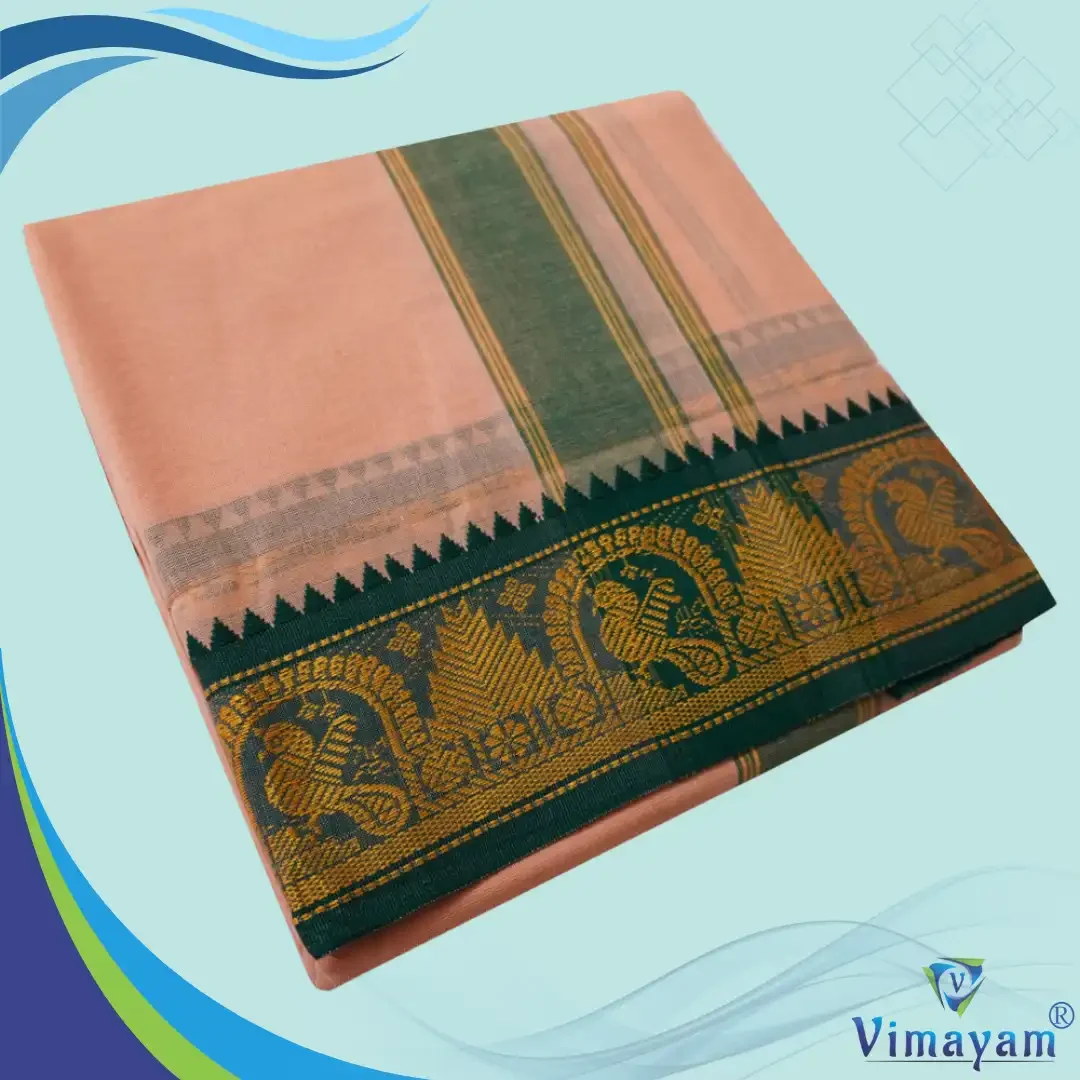 Light kavi Cotton Colour Fine Quality Dhoti 3 Inch Border
