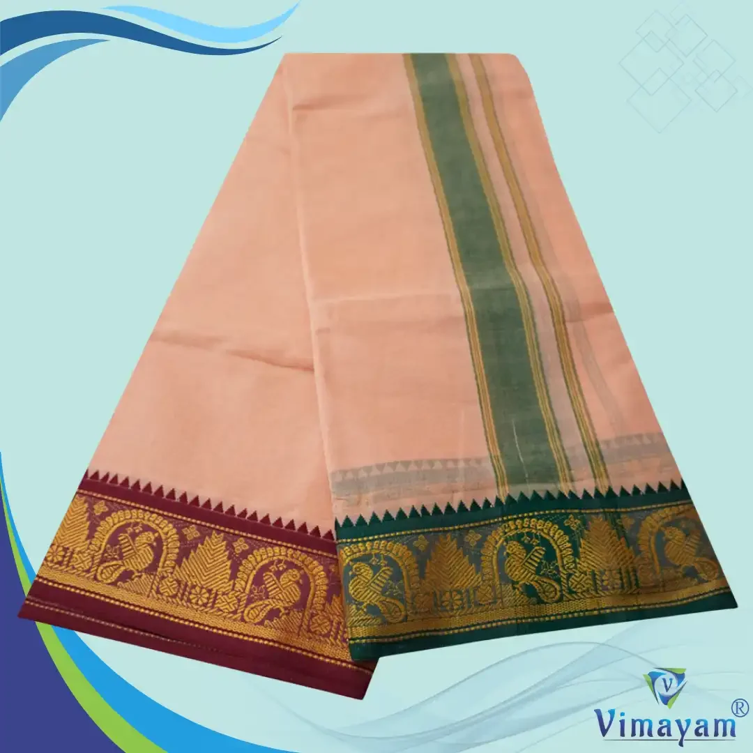Light kavi Cotton Colour Fine Quality Dhoti 3 Inch Border 2