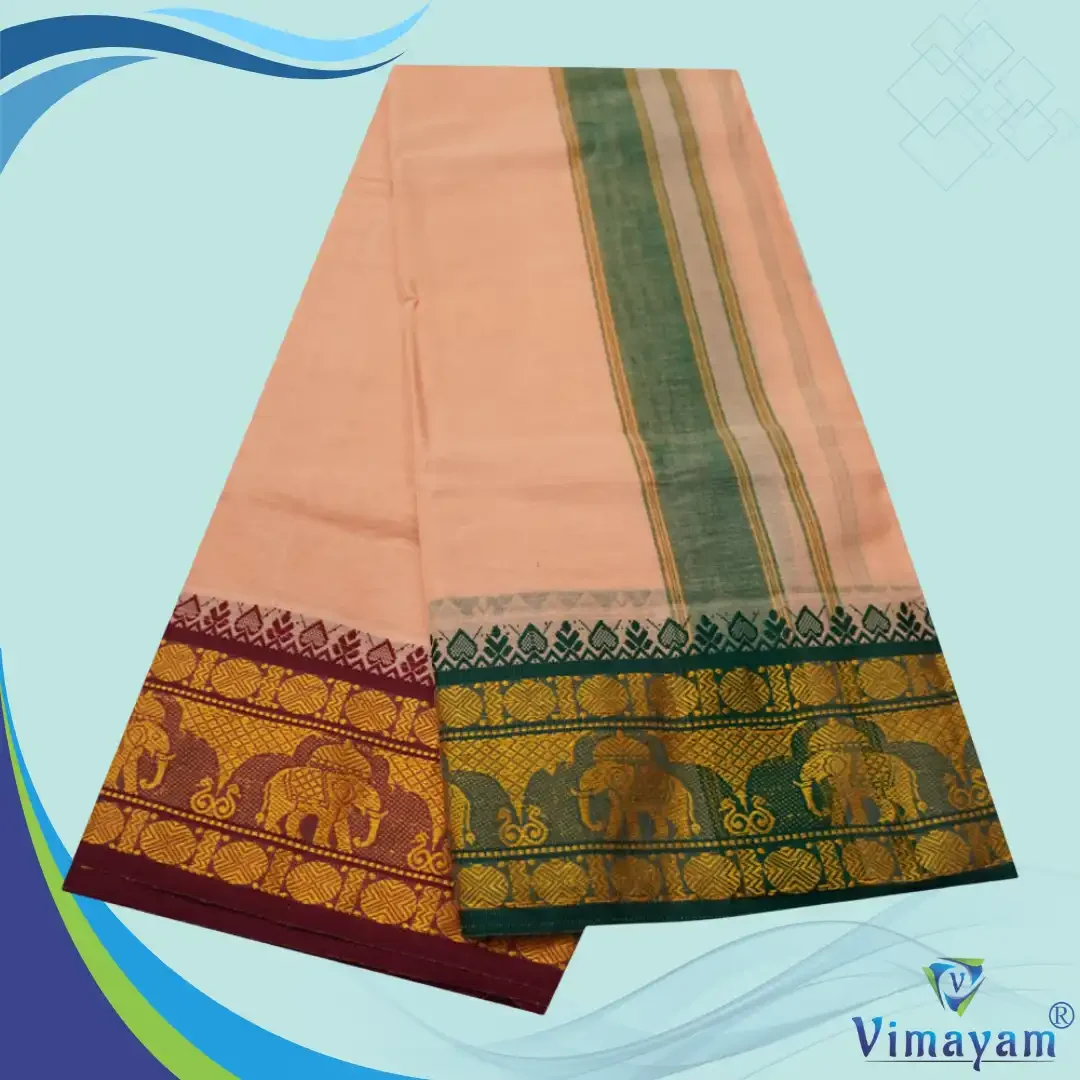 Light Kavi Cotton Colour Fine Quality Dhoti 5 Inch Border 2