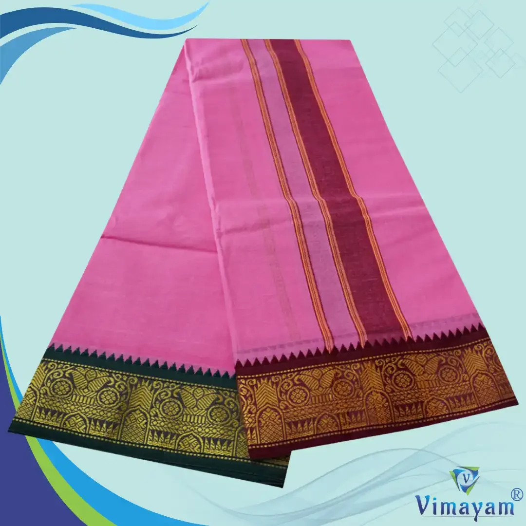 Light Rose Cotton Colour Fine Quality Dhoti 3 Inch Border 2