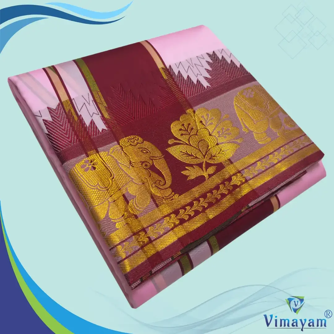Light Rose Soft Silk Premium Quality Dhoti Towel 9X5