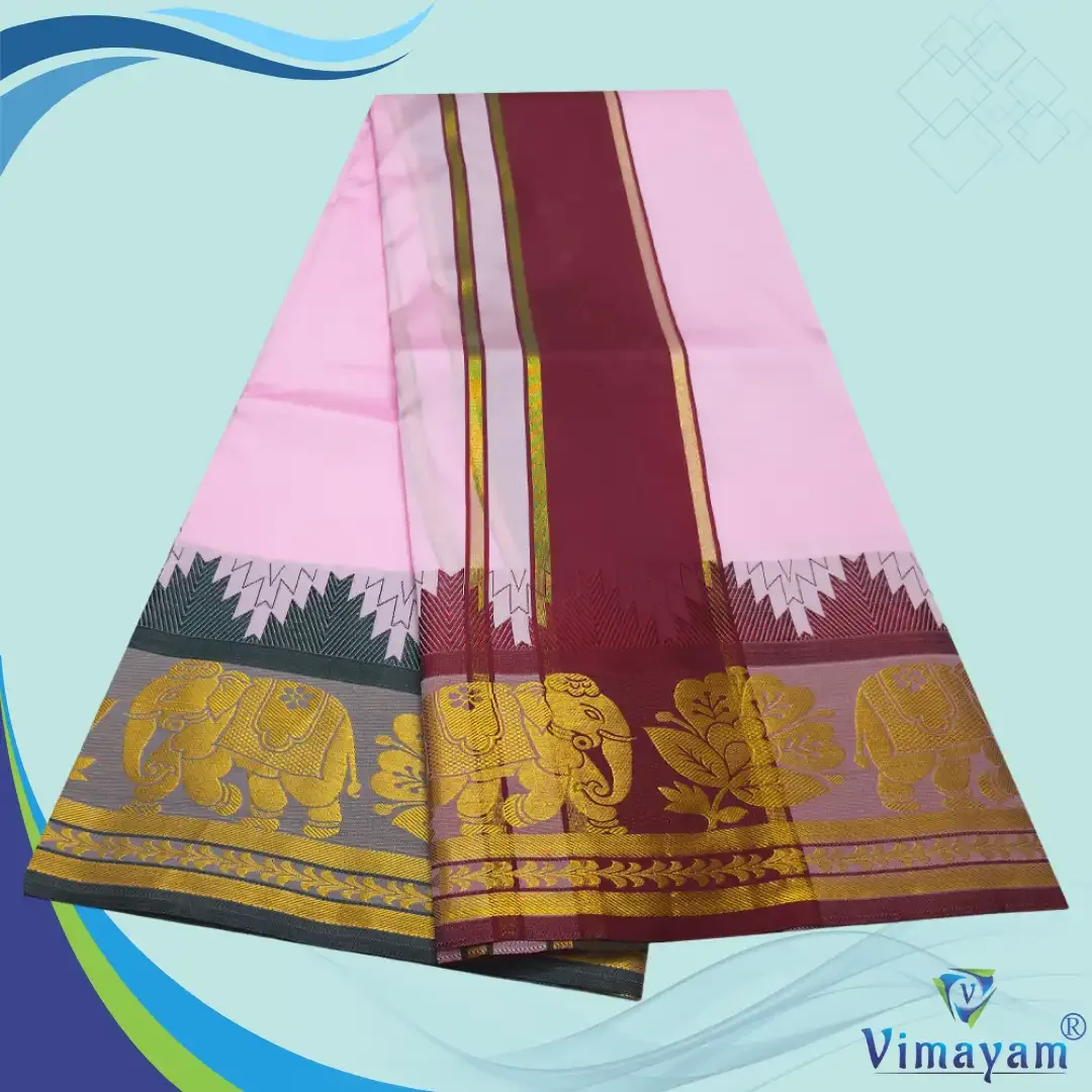 Light Rose Soft Silk Premium Quality Dhoti Towel 9X5 2