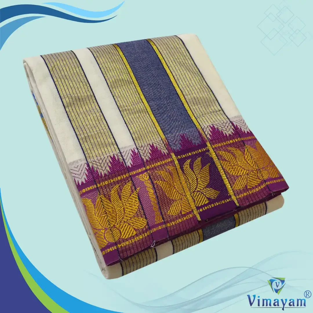 Lotus Mokku Vaishnava Dhoti Pure Cotton Half White Best Quality