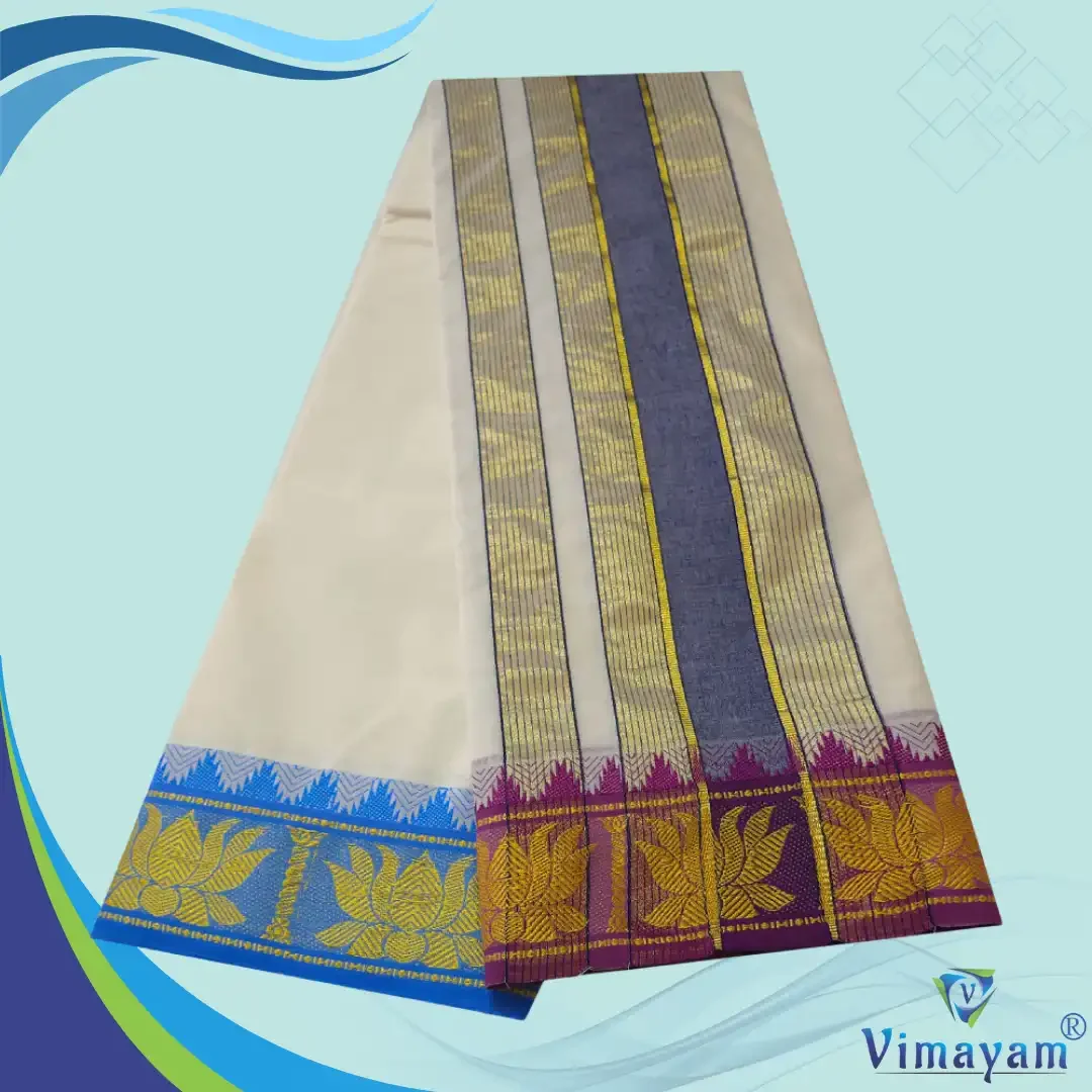 Lotus Mokku Vaishnava Dhoti Pure Cotton Half White Best Quality 2