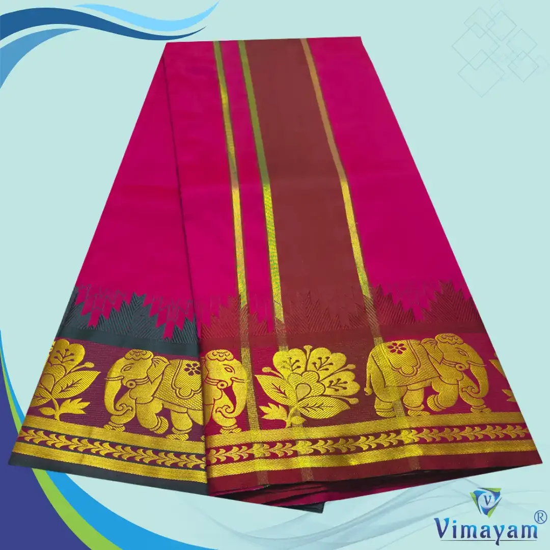 Magenta Soft Silk Premium Quality Dhoti Towel 9X5 2