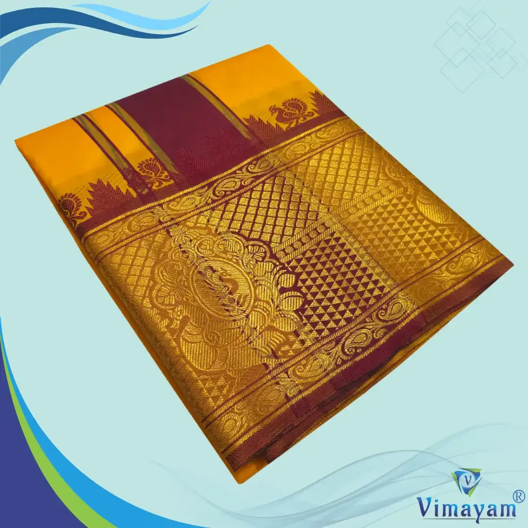 Mango Colour Soft Silk 9 Inch Border(Assorted Border designs)