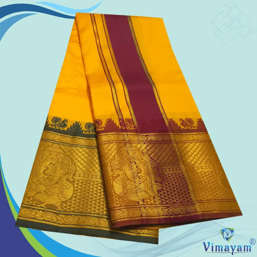 Mango Colour Soft Silk 9 Inch Border(Assorted Border designs) 2