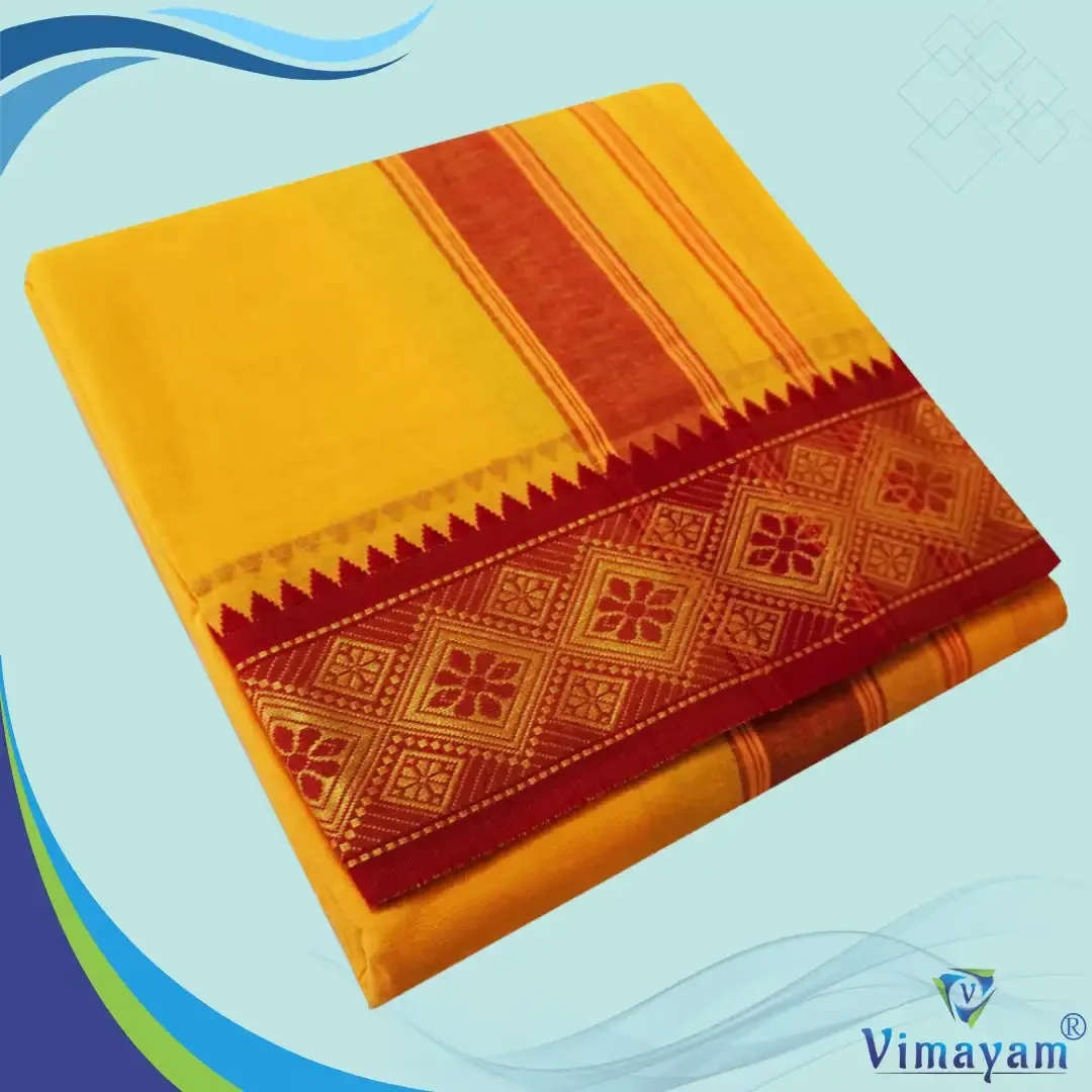 Mango Cotton Colour Fine Quality Dhoti 3 Inch Border