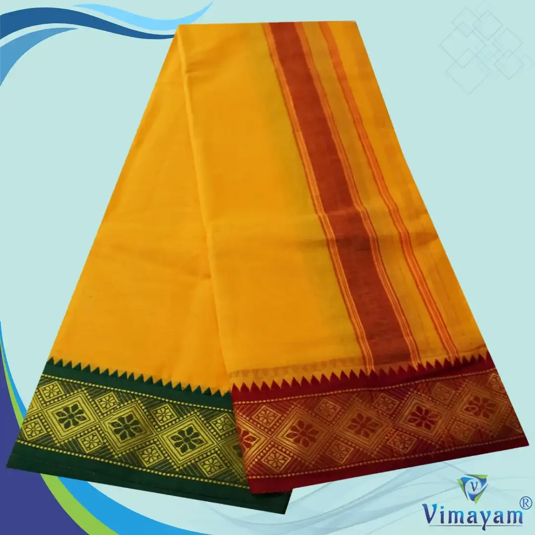 Mango Cotton Colour Fine Quality Dhoti 3 Inch Border 2