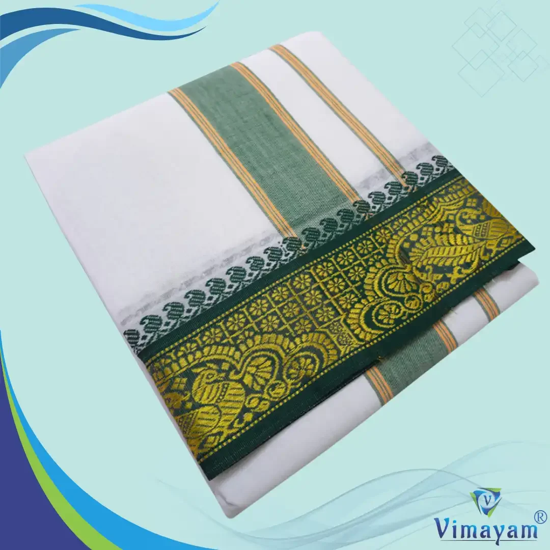 Maroon and Green Border Dhoti(Assorted Border Designs) 3