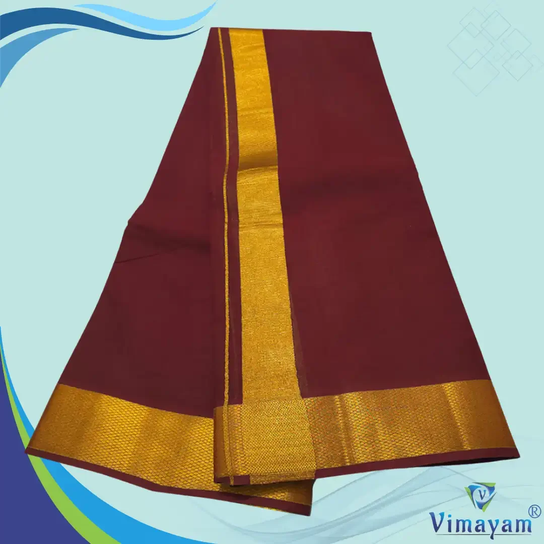Maroon Color Dhoti with Golden Zari Border 2