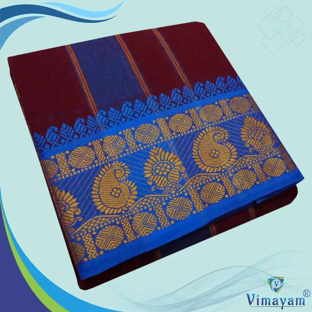 Maroon Cotton Colour Fine Quality Dhoti 5 Inch Border