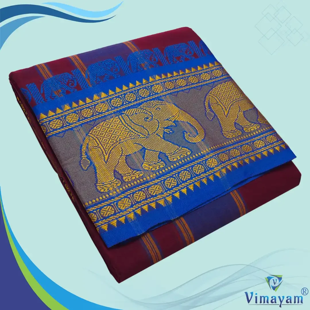 Maroon Cotton Colour Fine Quality Dhoti 8 Inch Border