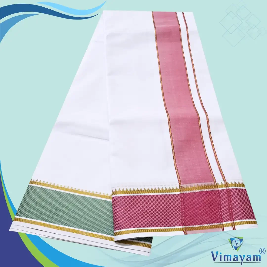 Mayilkan assorted Colour 2 Inch thread Border dhoti 2