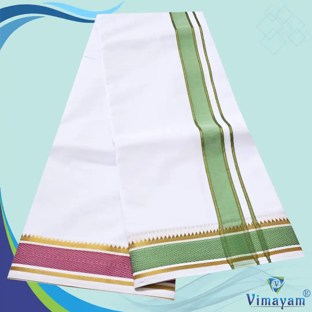 Mayilkan assorted Colour 2 Inch thread Border dhoti 2