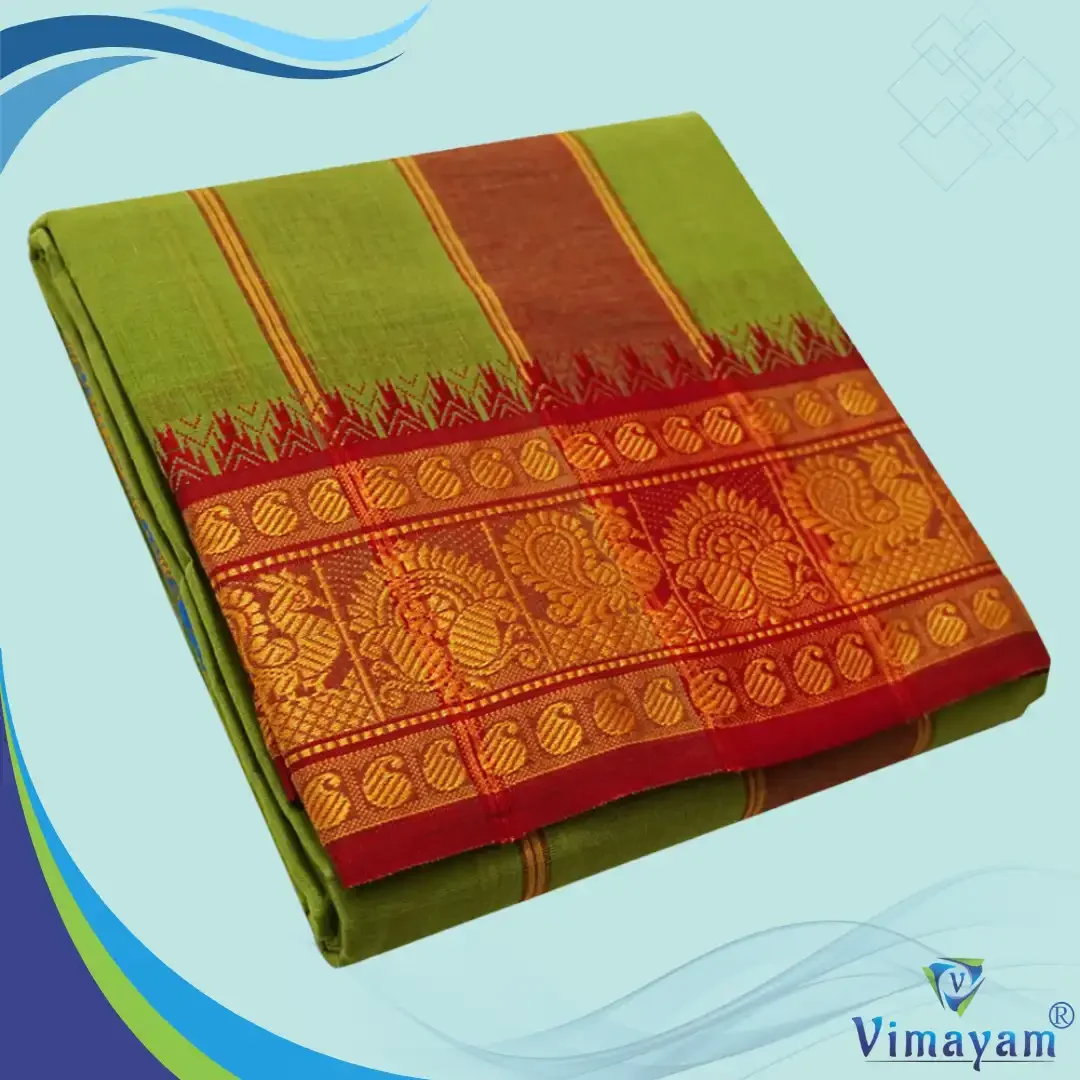 Mint Green Cotton Colour Fine Quality Dhoti 5 Inch Border