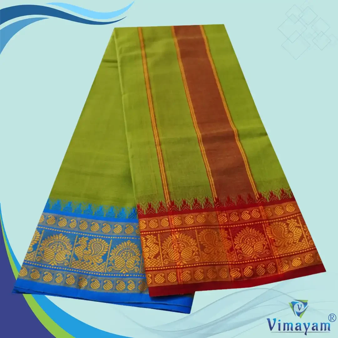 Mint Green Cotton Colour Fine Quality Dhoti 5 Inch Border 2