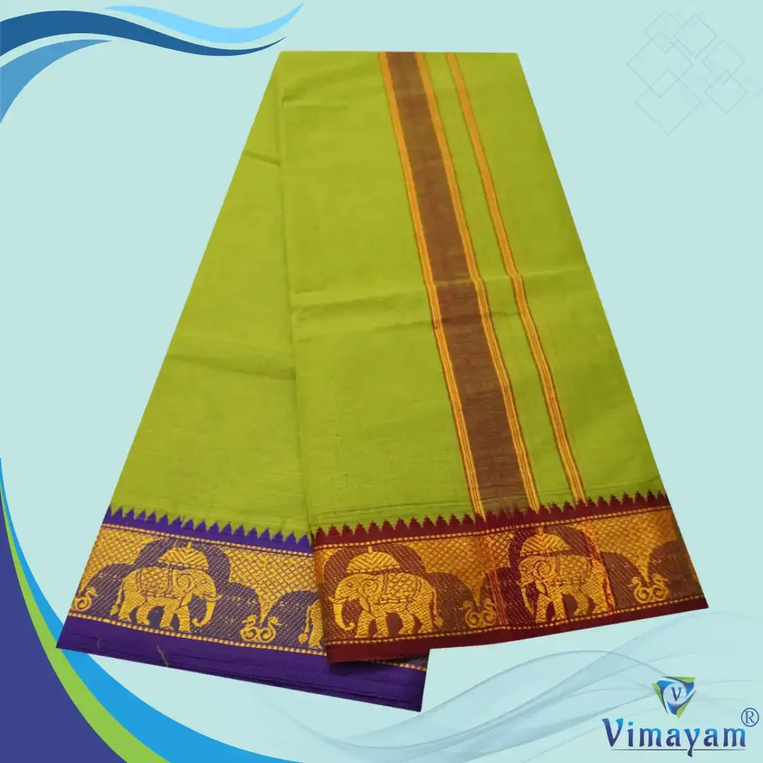 Mint Green Cotton Colour Fine Quality Dhoti 3 Inch Border 2