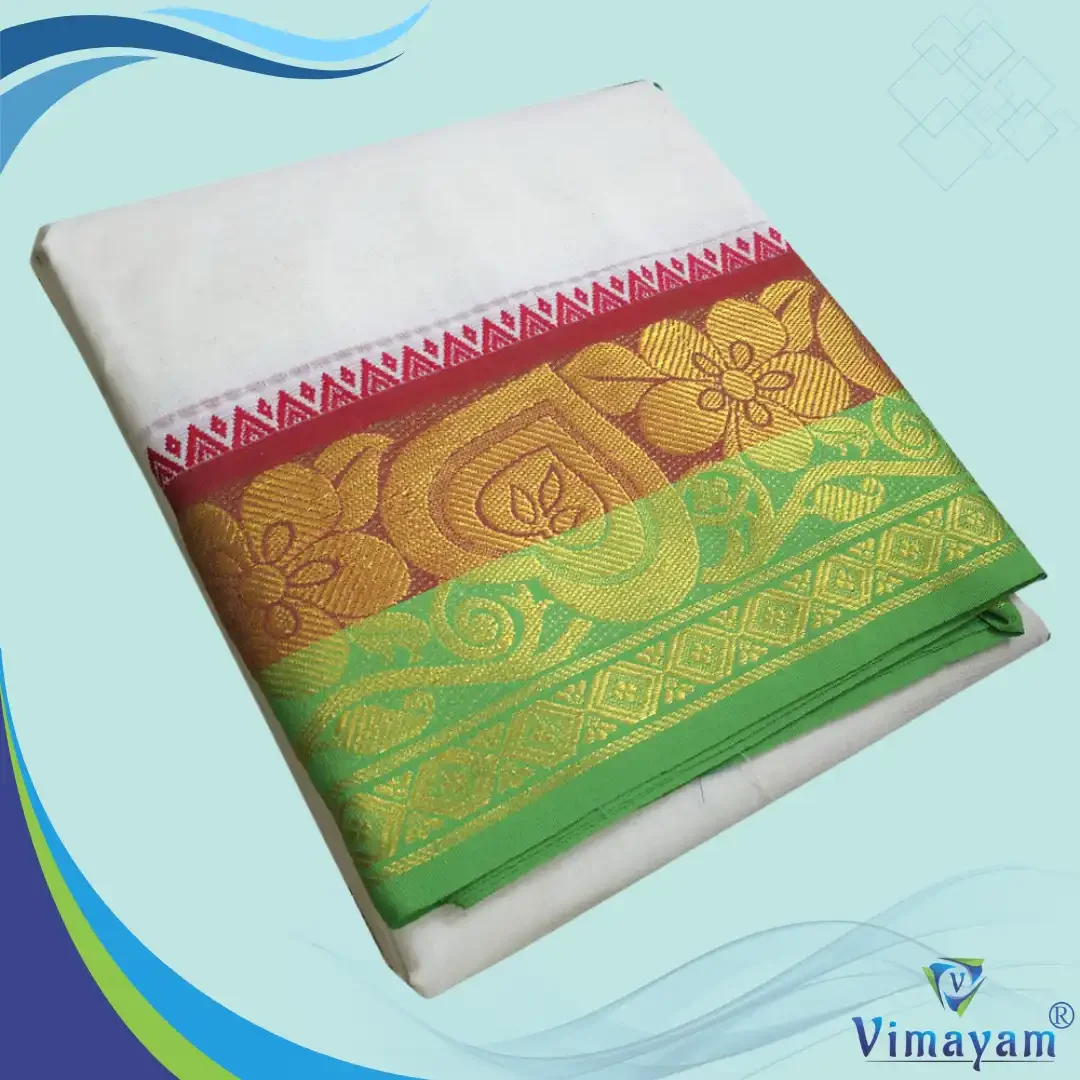 Multicolour assorted Border Half White Best Quality Dhoti(Assorted Designs)