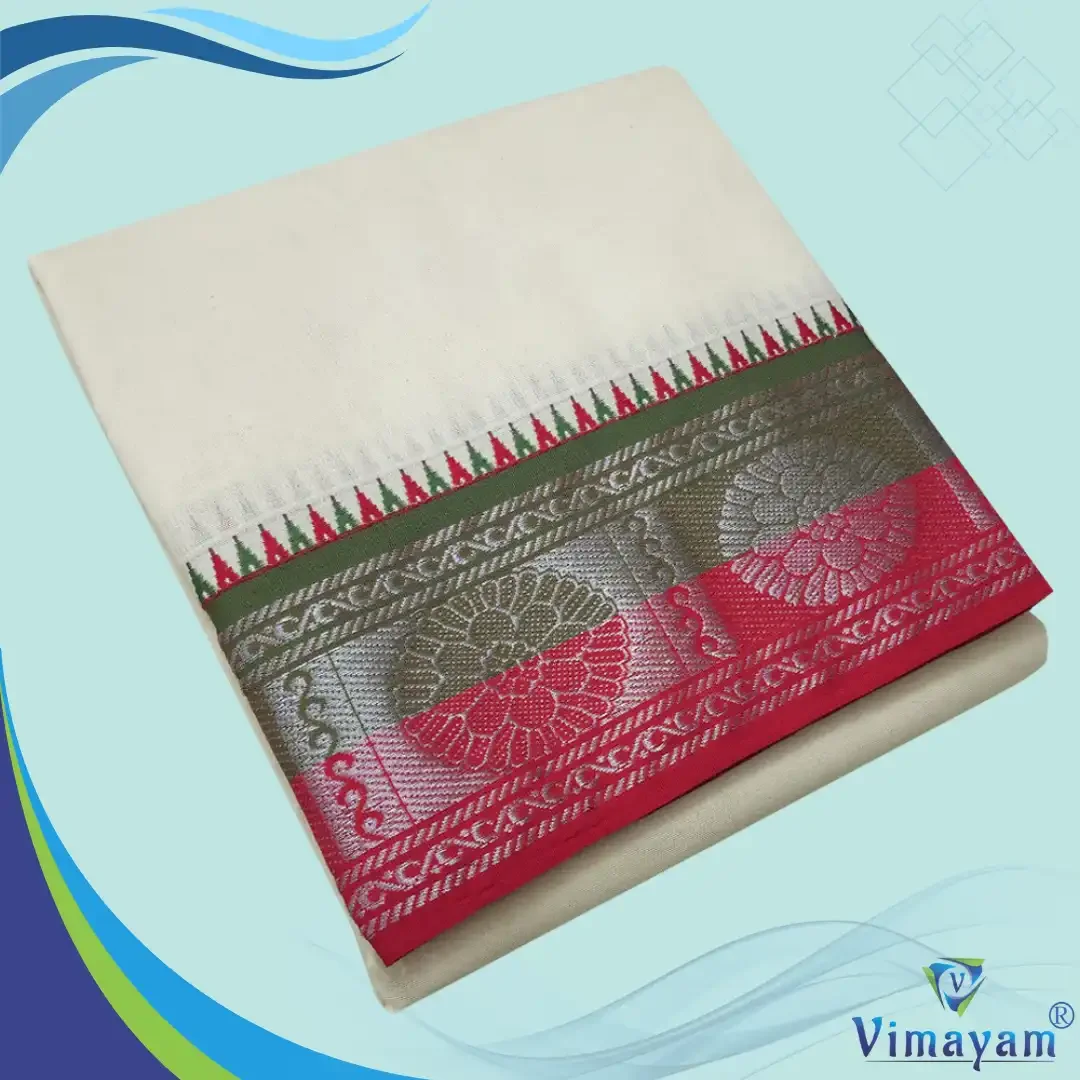 Multicolour assorted Border Half White Best Quality Dhoti(Assorted designs)