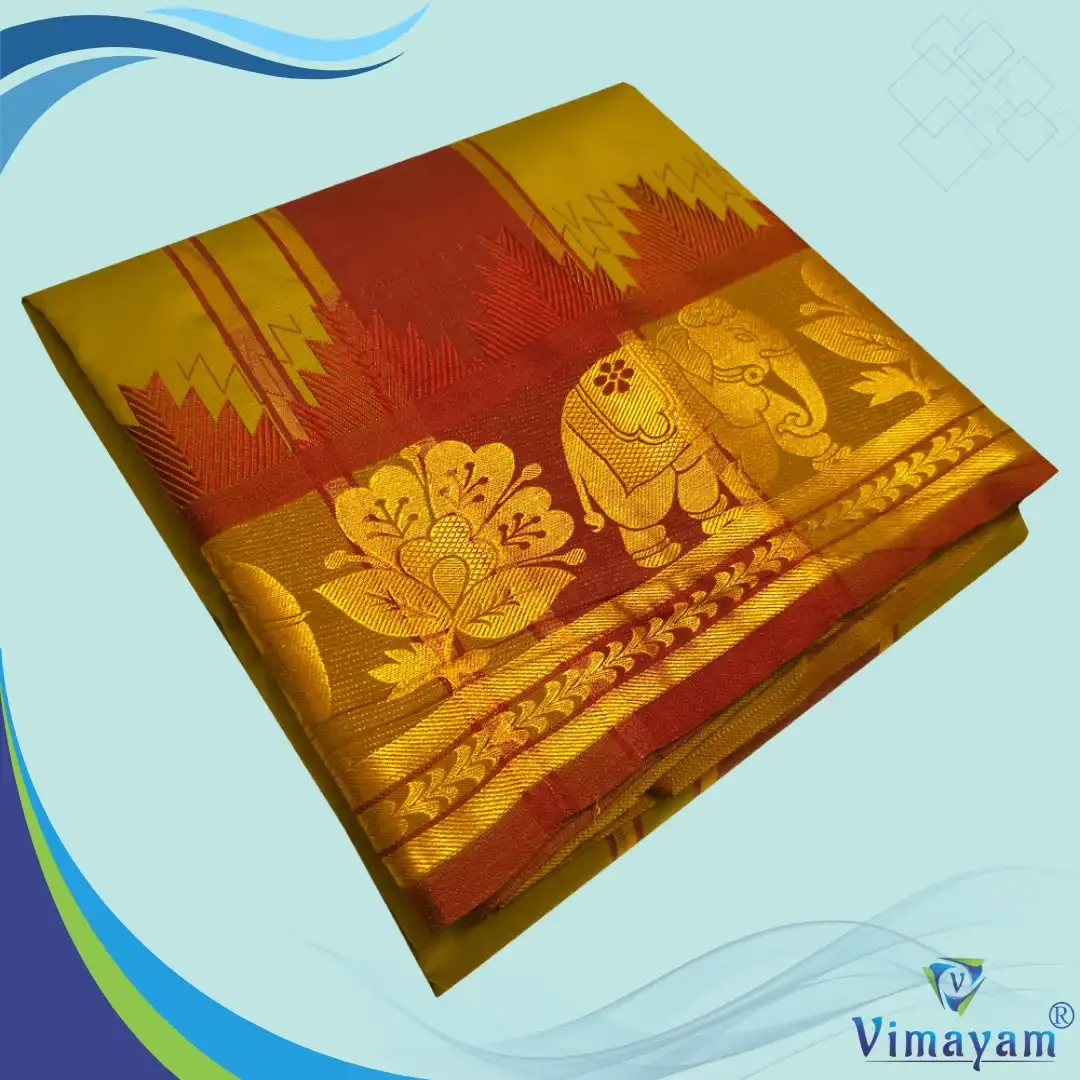 Golden Brown Soft Silk Premium Quality Dhoti Towel 9X5