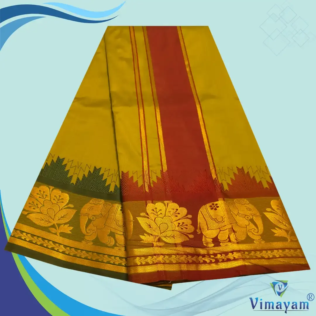 Golden Brown Soft Silk Premium Quality Dhoti Towel 9X5 2