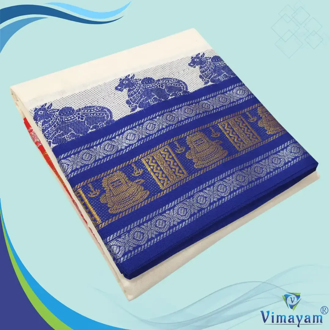 Nandhi Designed Half White Premium Quality Dhoti 9X5