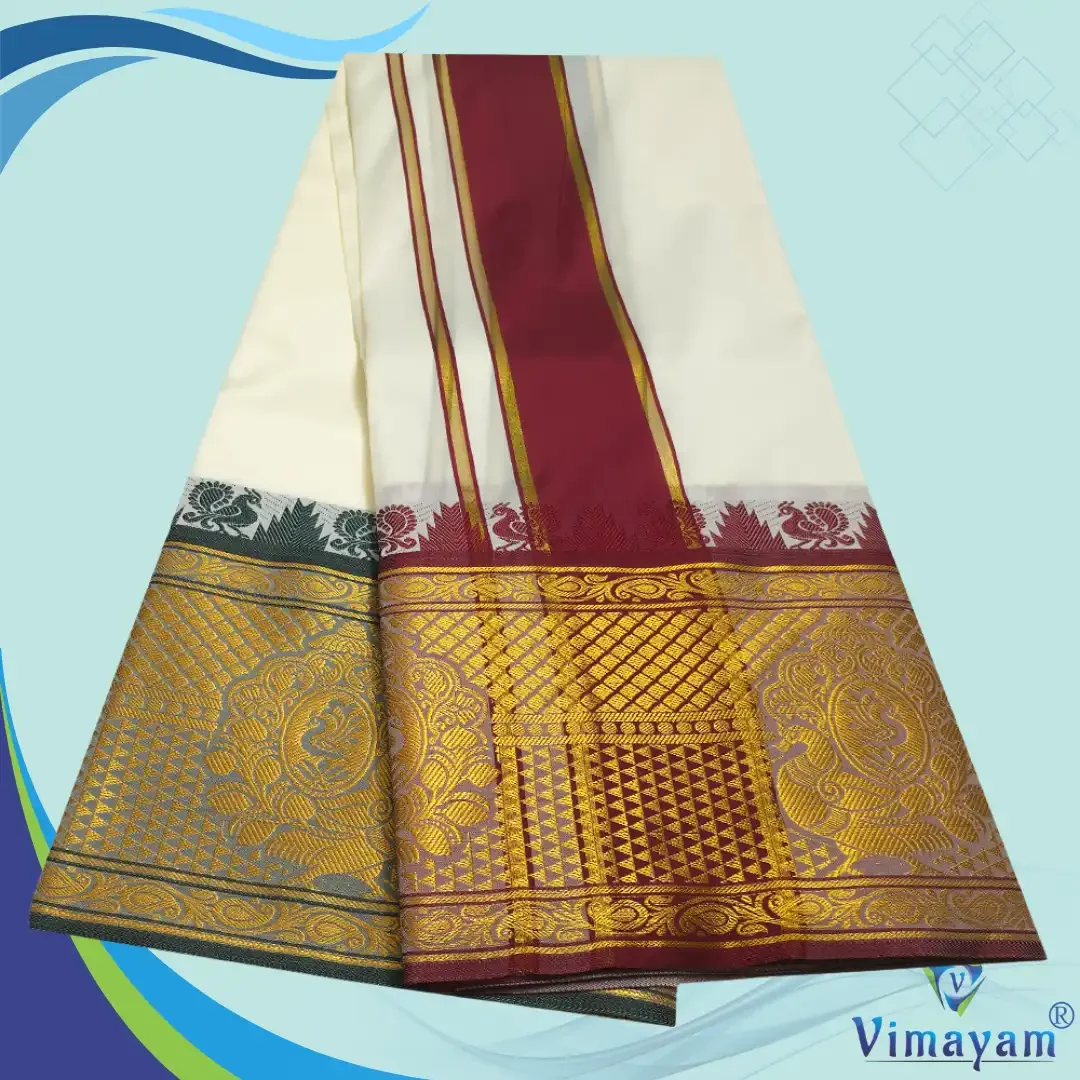 Ivory Colour Soft Silk 9 Inch Border(Assorted Border designs) 2