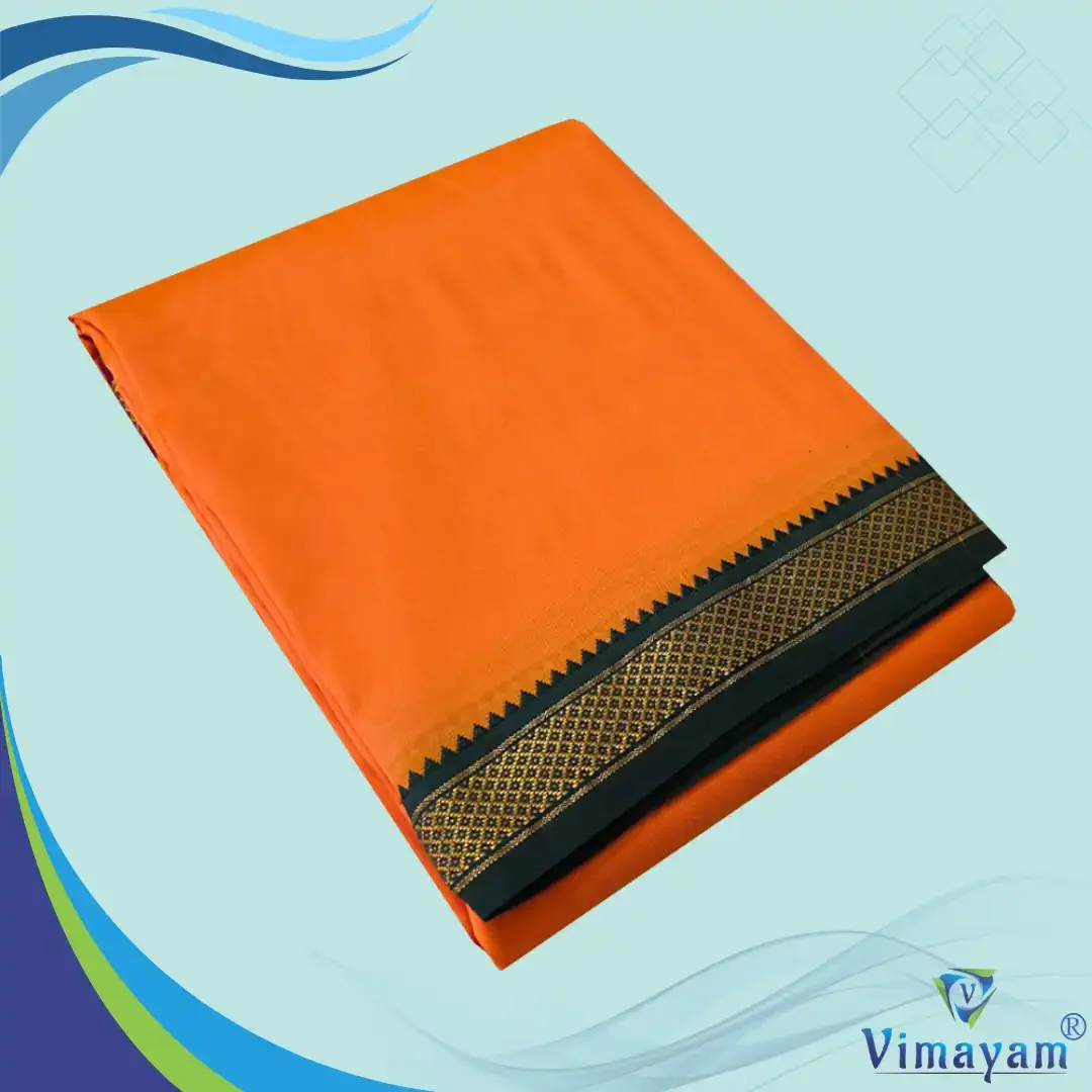 Orange Colour art Silk MayilKan Colour Dhoti