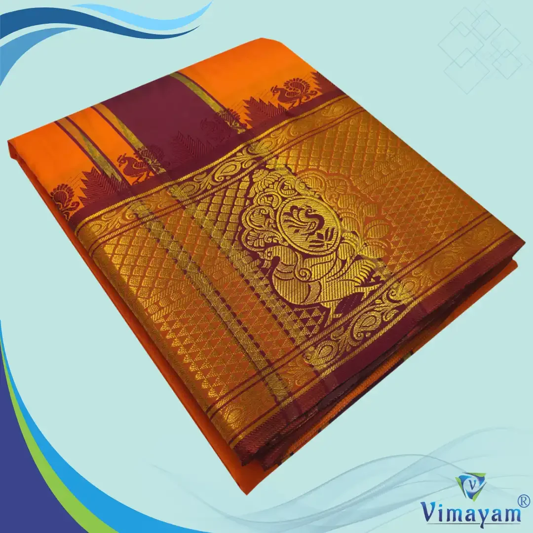 Orange Colour Soft Silk 9 Inch Border(Assorted Border designs)