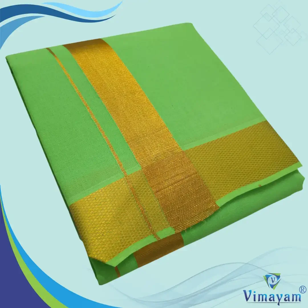 Parrot Green Color Dhoti with Golden Zari Border