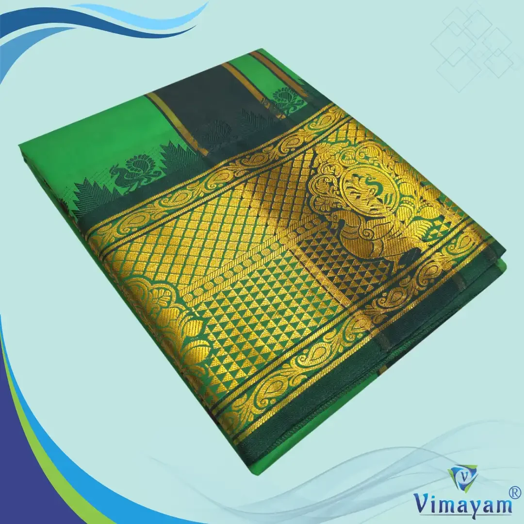 Light Green Colour Soft Silk 9 Inch Border(Assorted Border designs)
