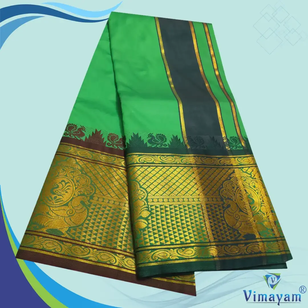 Light Green Colour Soft Silk 9 Inch Border(Assorted Border designs) 2