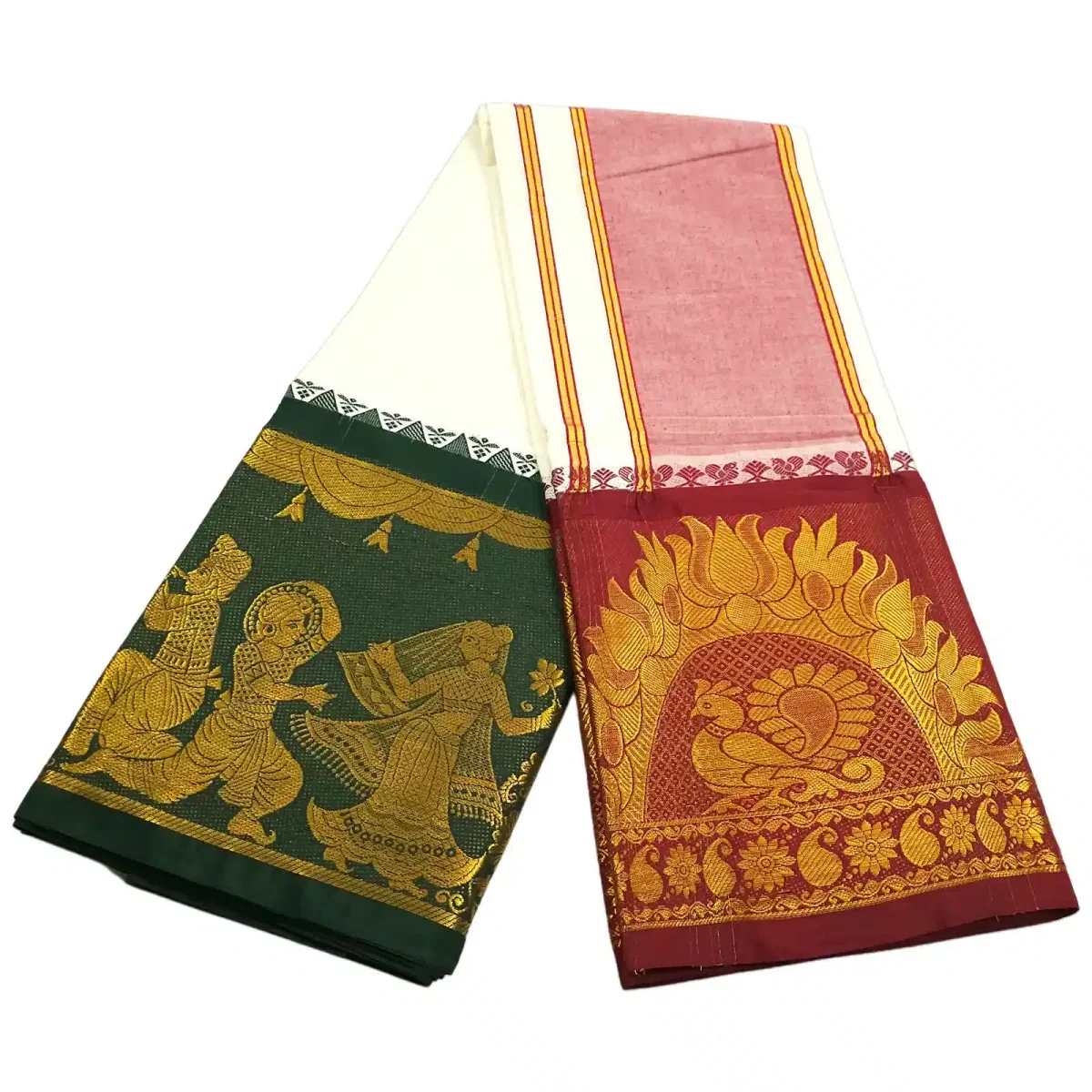 Peacock Designed 12″ Border Dhoti 2