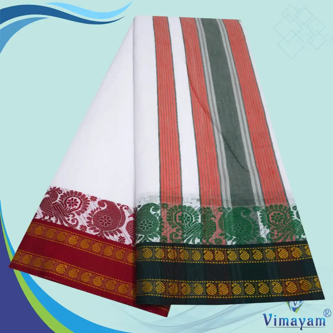 Peacock Tower Border Vaishnava Dhoti 9X5 2