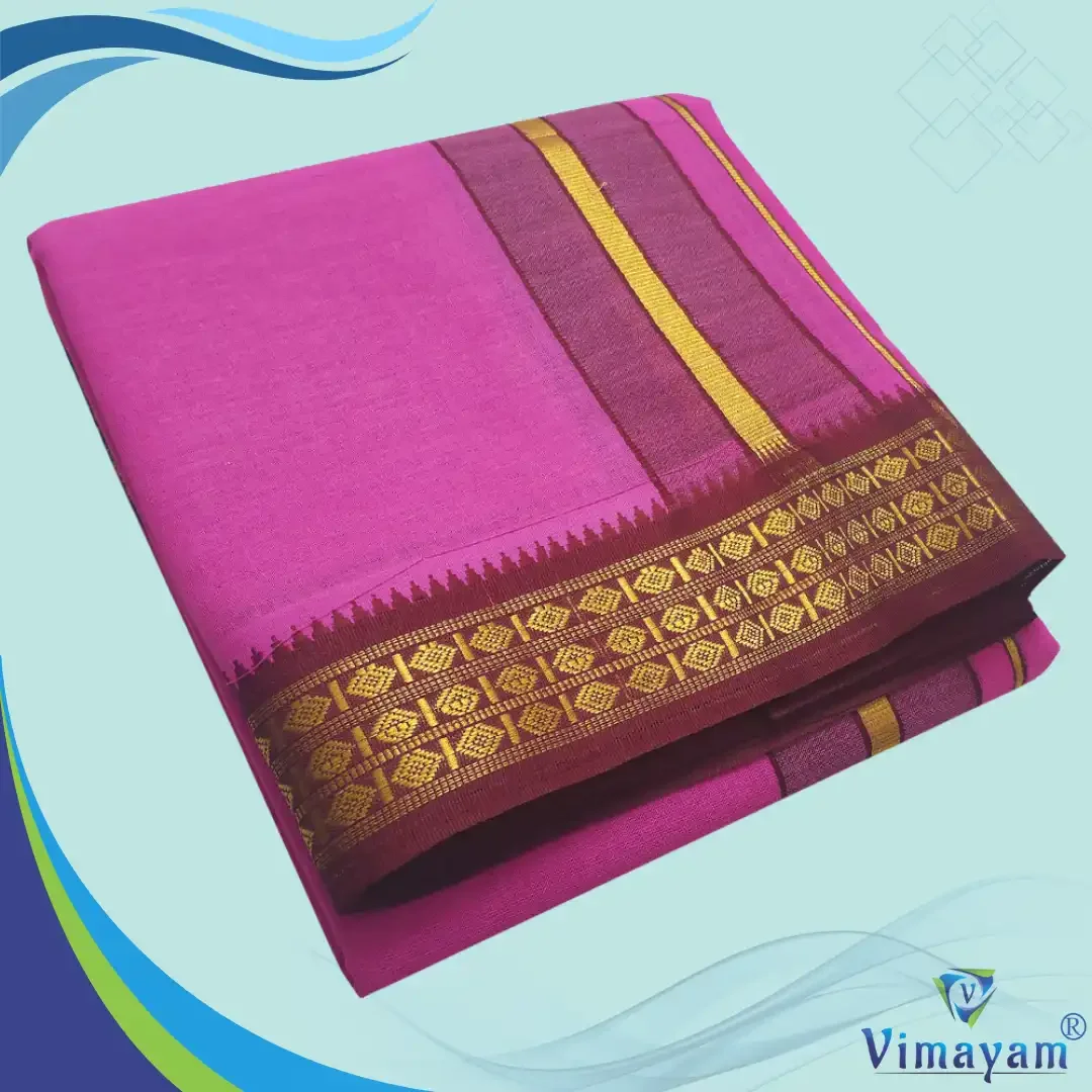 Pink Color Dhoti with Udraj/Coin Border Dhoti