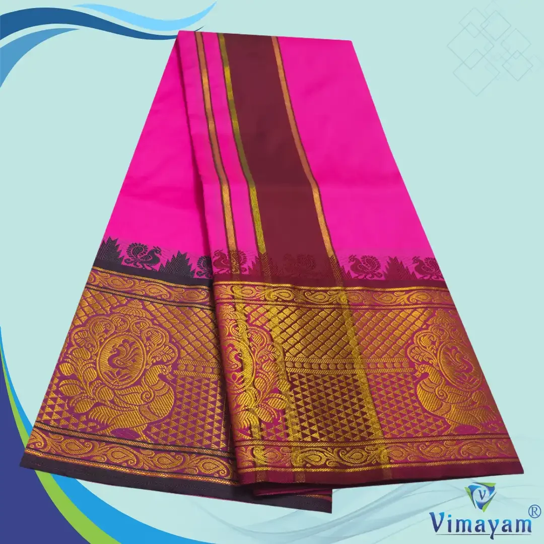 Pink Colour Soft Silk 9 Inch Border(Assorted Border designs) 2