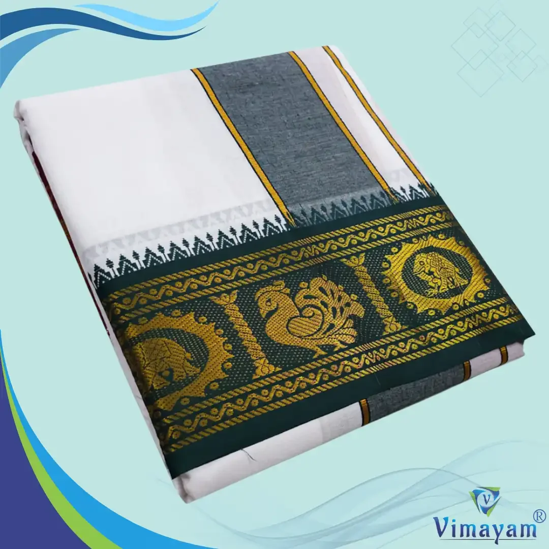 Premium quality Green and Maroon Border Dhoti(Assorted border Designs)