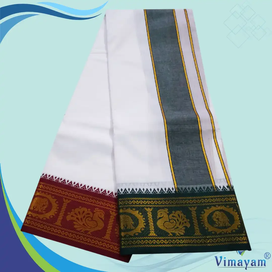 Premium quality Green and Maroon Border Dhoti(Assorted border Designs) 2