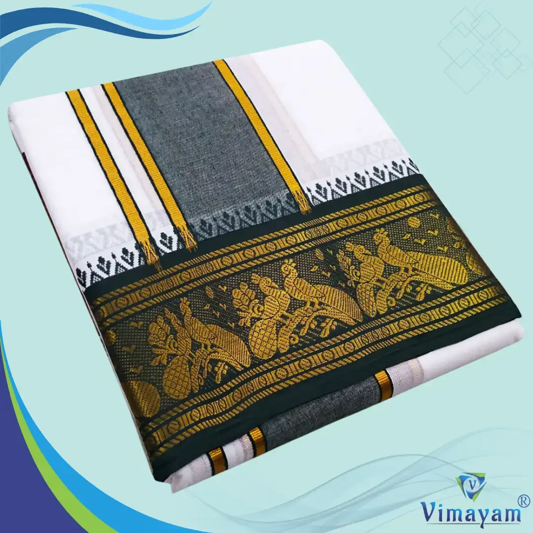 Premium quality Green and Maroon Border Dhoti(Assorted border Designs) 4