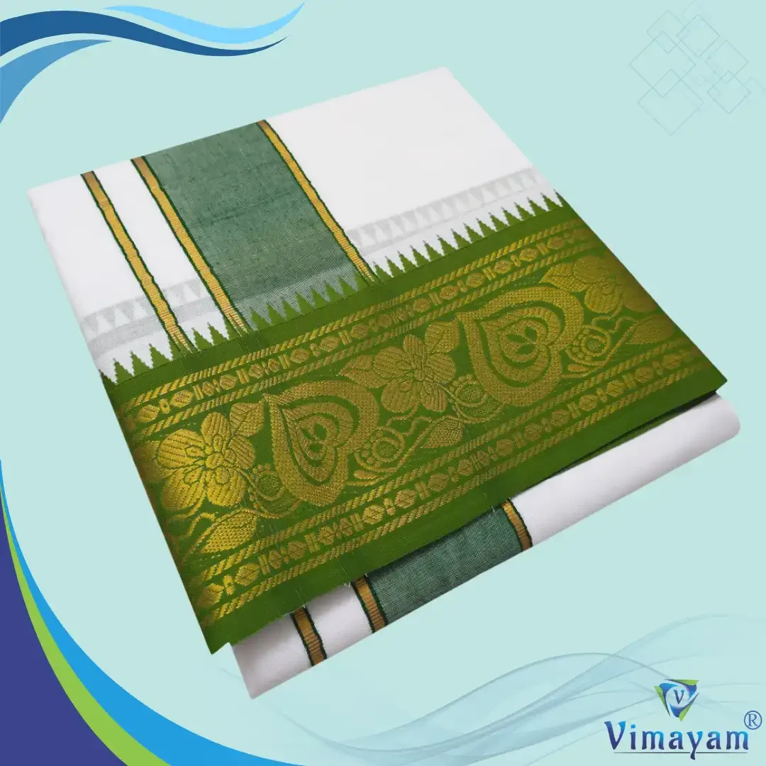 Premium quality Green and Orange Border Dhoti(Assorted border Designs)