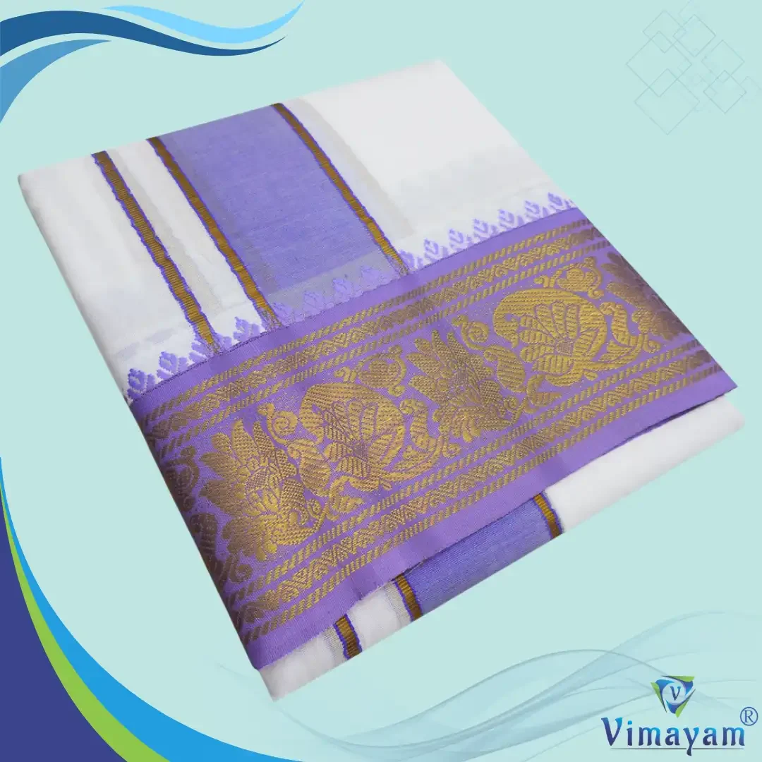 Premium quality Lavender and Red Border Dhoti(Assorted border Designs)