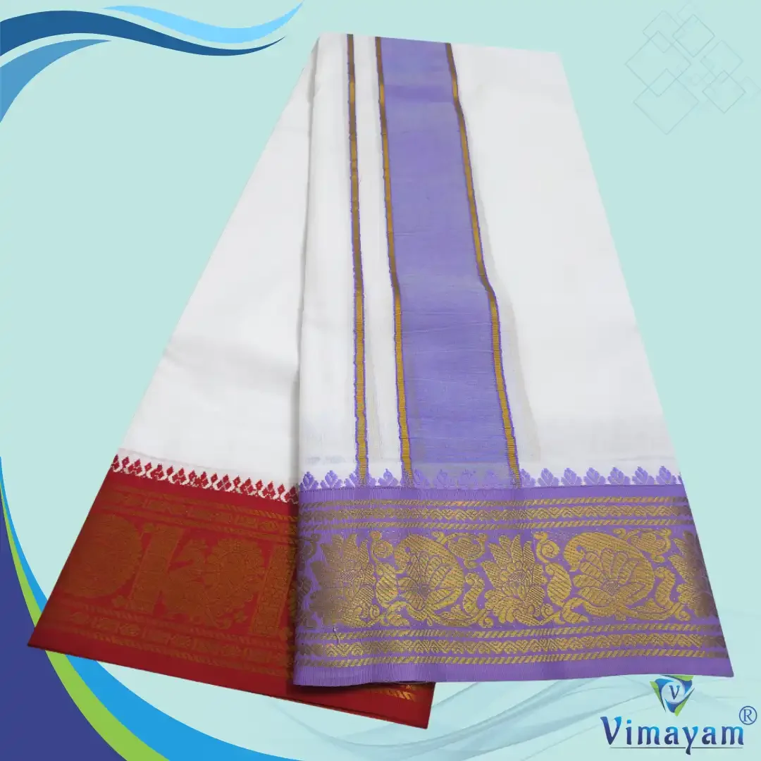 Premium quality Lavender and Red Border Dhoti(Assorted border Designs) 2