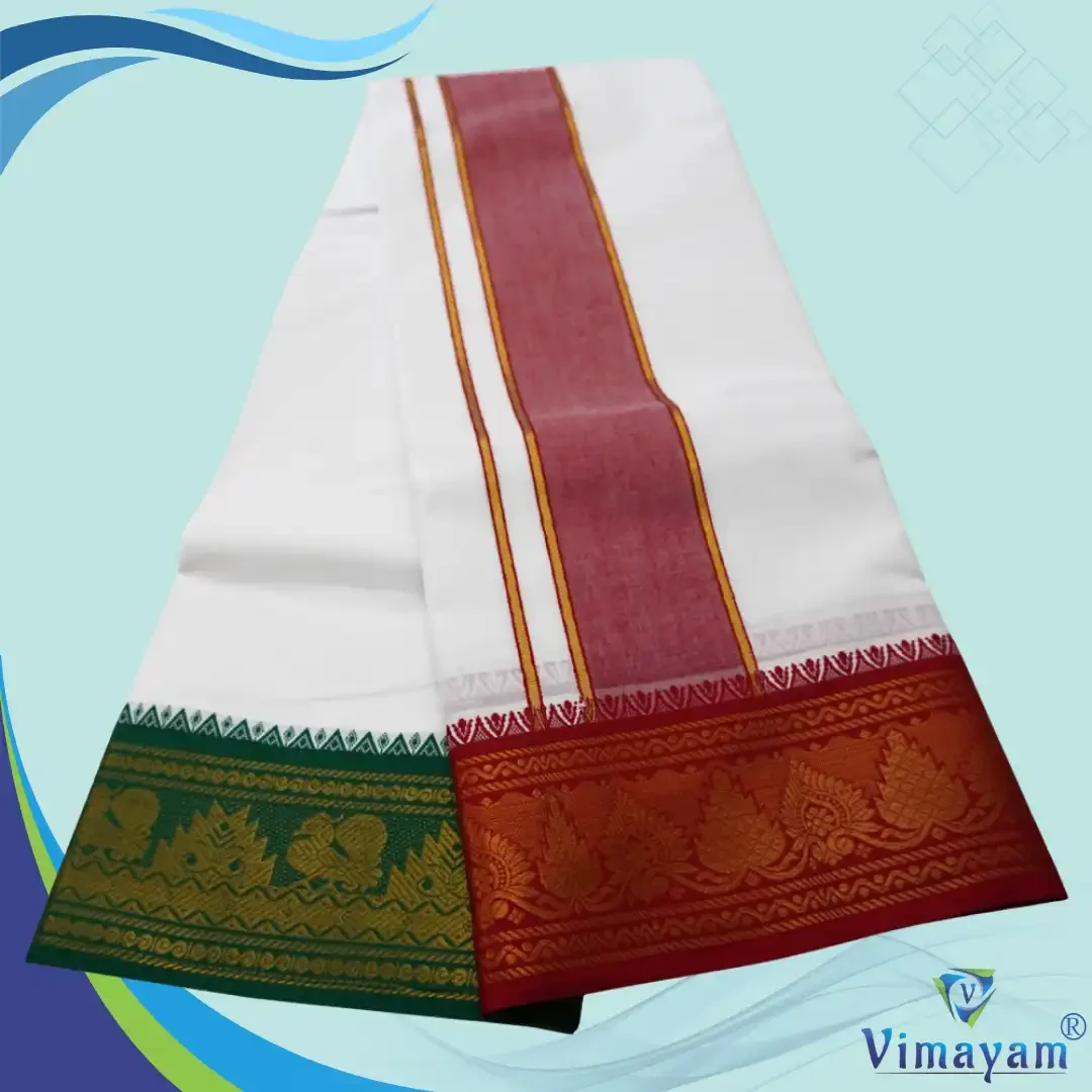 Premium quality Red and Green Border Dhoti(Assorted border Designs) 2
