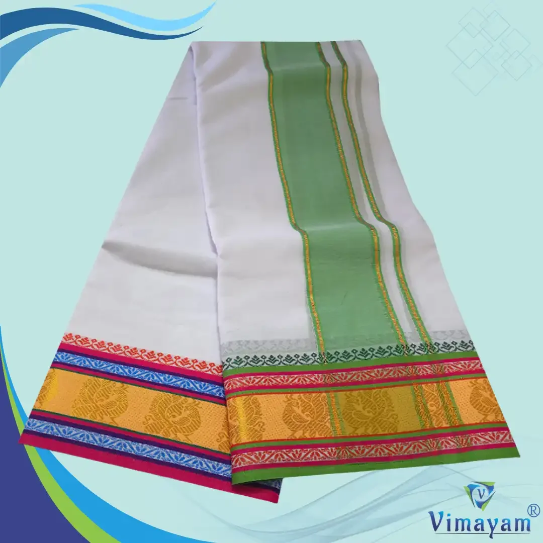 Pure Cotton Dhoti Premium Quality with Multi Colour Border 2